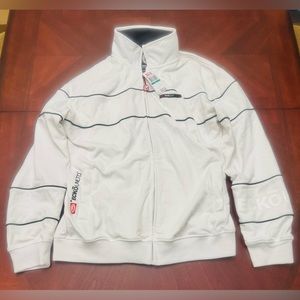 Ecko Unlimited White Windbreaker High Collar Textured Fabric